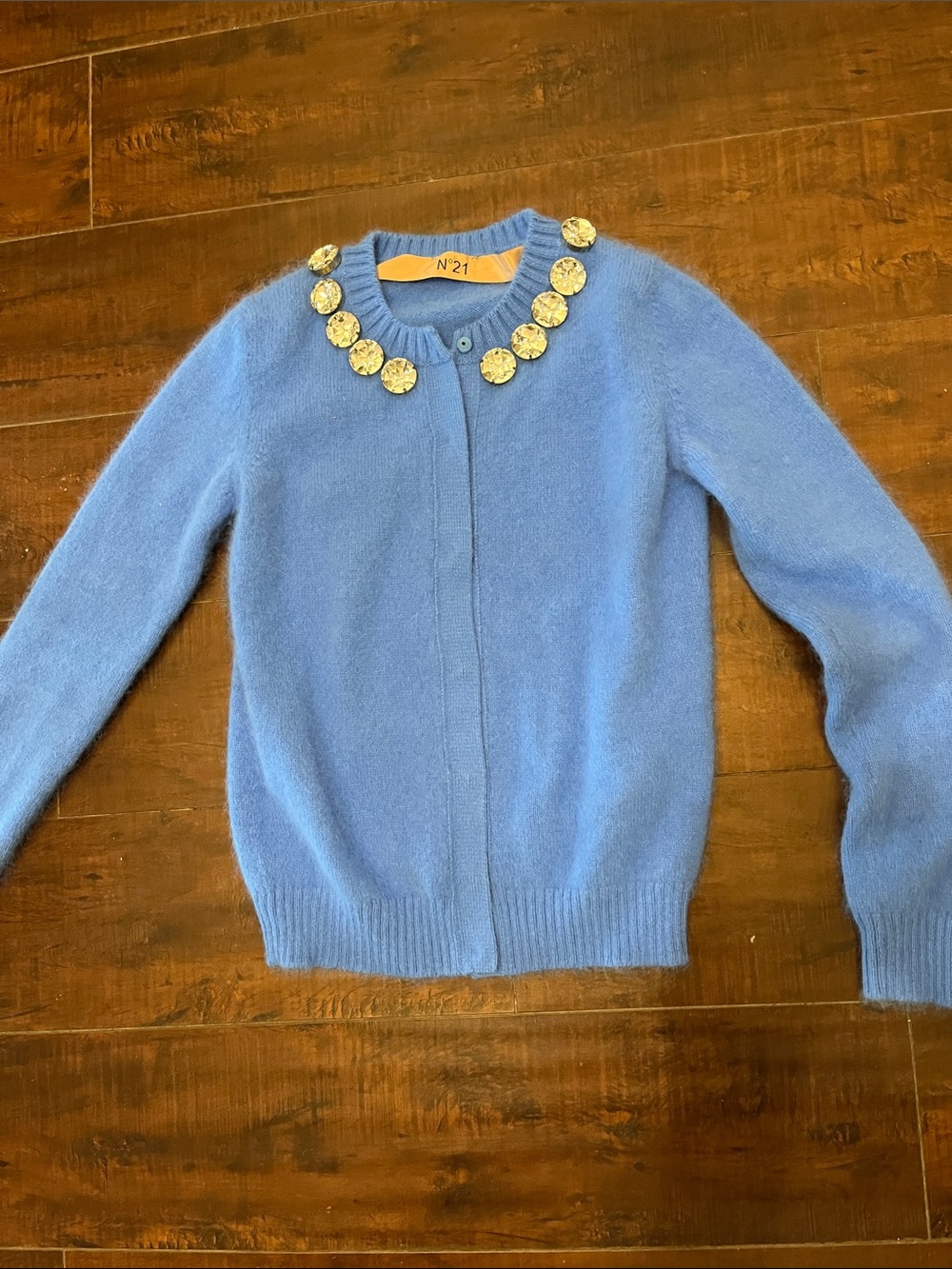 No. 21 Blue Cardigan - Bedazzled -Gently Worn